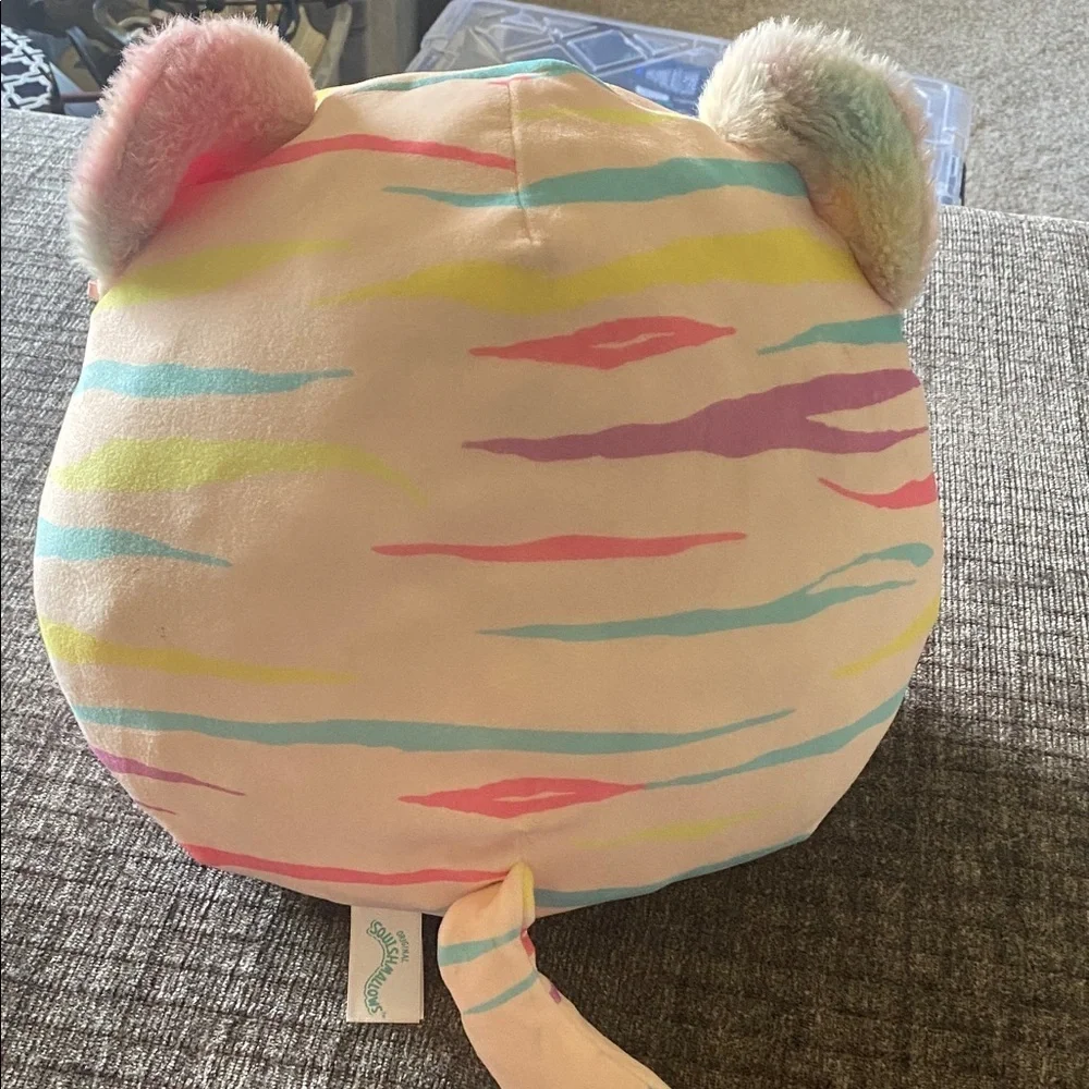Squishmallows Colorful Large Striped Plush Cat Toy.